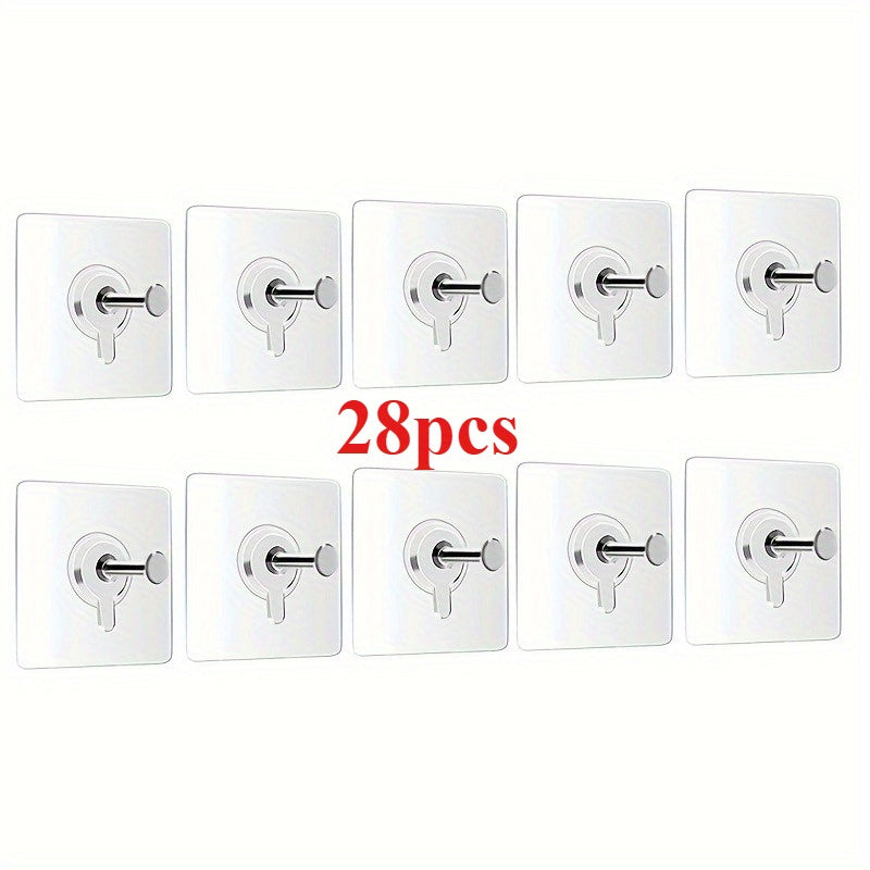 28pcs Damage-Free Strong Adhesive Wall Stickers - Invisible Screw Nails for Wedding Photos, Photo Frames, Utility Hooks - No Trace Nail Hooks for Secure Hanging, Utility Hooks