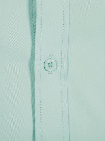 Men'S Slim Fit Long Sleeve Shirt - 55% Cotton, 40% Polyester, 5% Spandex, Solid Color, All-Season, Woven Fabric, Button-Up, Lapel Collar, Casual Weekend Wear, 125g/m²