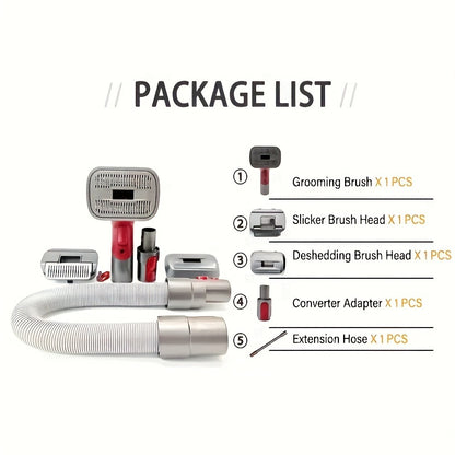Groom Tool Kit For Dyson Vacuums, Pet Dog Brush Hair Vacuum Attachment For Dyson V7/8/10/11/15, Suitable For Long Or Medium Haired Dogs, Vacuum-Assisted Dog Groomer & Self-Cleaning Mess-free Grooming