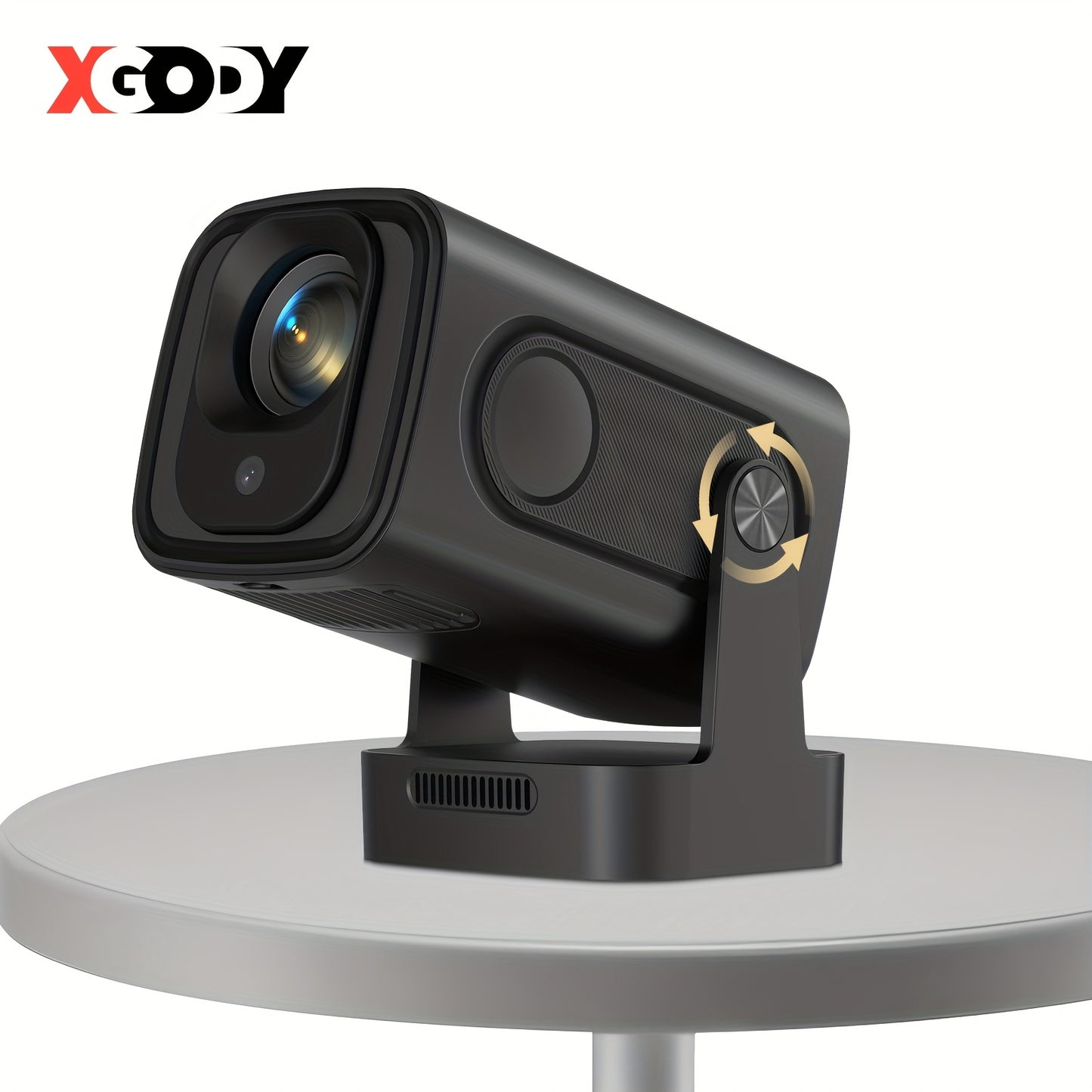 XGODY Gimbal 5 Pro Smart Beamer Black Projector, 350ANSI Brightness Native 1920*1080 Full HD 1080P Support 4K with Remote Control 100-50% Size Zoom And 180° Free Rotation Built-in Android 11.0 System WiFi 6 & Wireless BT 5.4