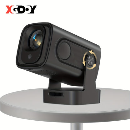 XGODY Gimbal 5 Pro Smart Beamer Black Projector, 350ANSI Brightness Native 1920*1080 Full HD 1080P Support 4K with Remote Control 100-50% Size Zoom And 180° Free Rotation Built-in Android 11.0 System WiFi 6 & Wireless BT 5.4