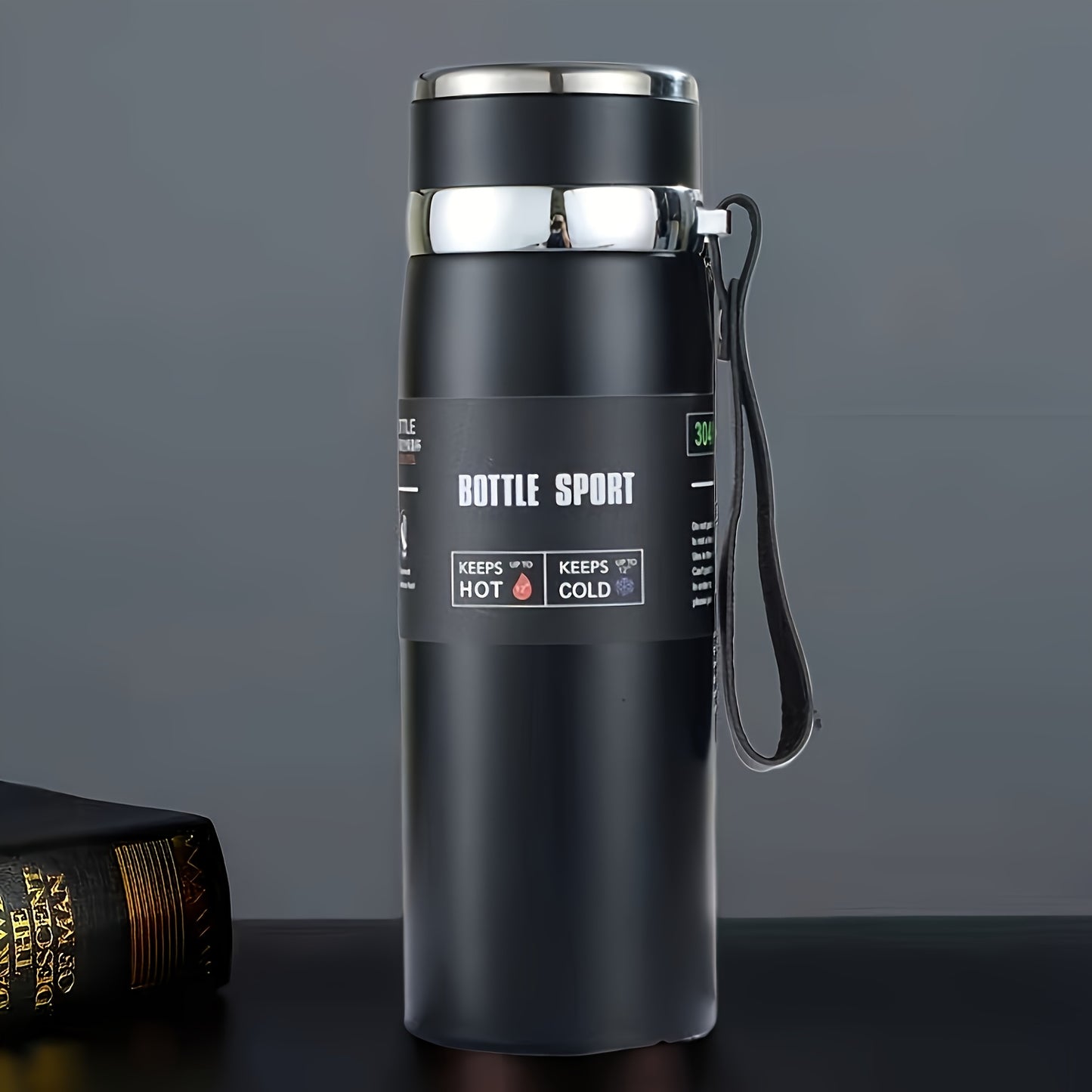 1000ml/33.8oz Stainless Steel Thermos - Double-Wall Vacuum Insulated Cup with Leakproof Lid, 24-Hour Hot/Cold Retention, Large Mouth for Easy Cleaning - Matte Finish, Ideal for Camping, Hiking, Office, Travel - Keeps Drinks H