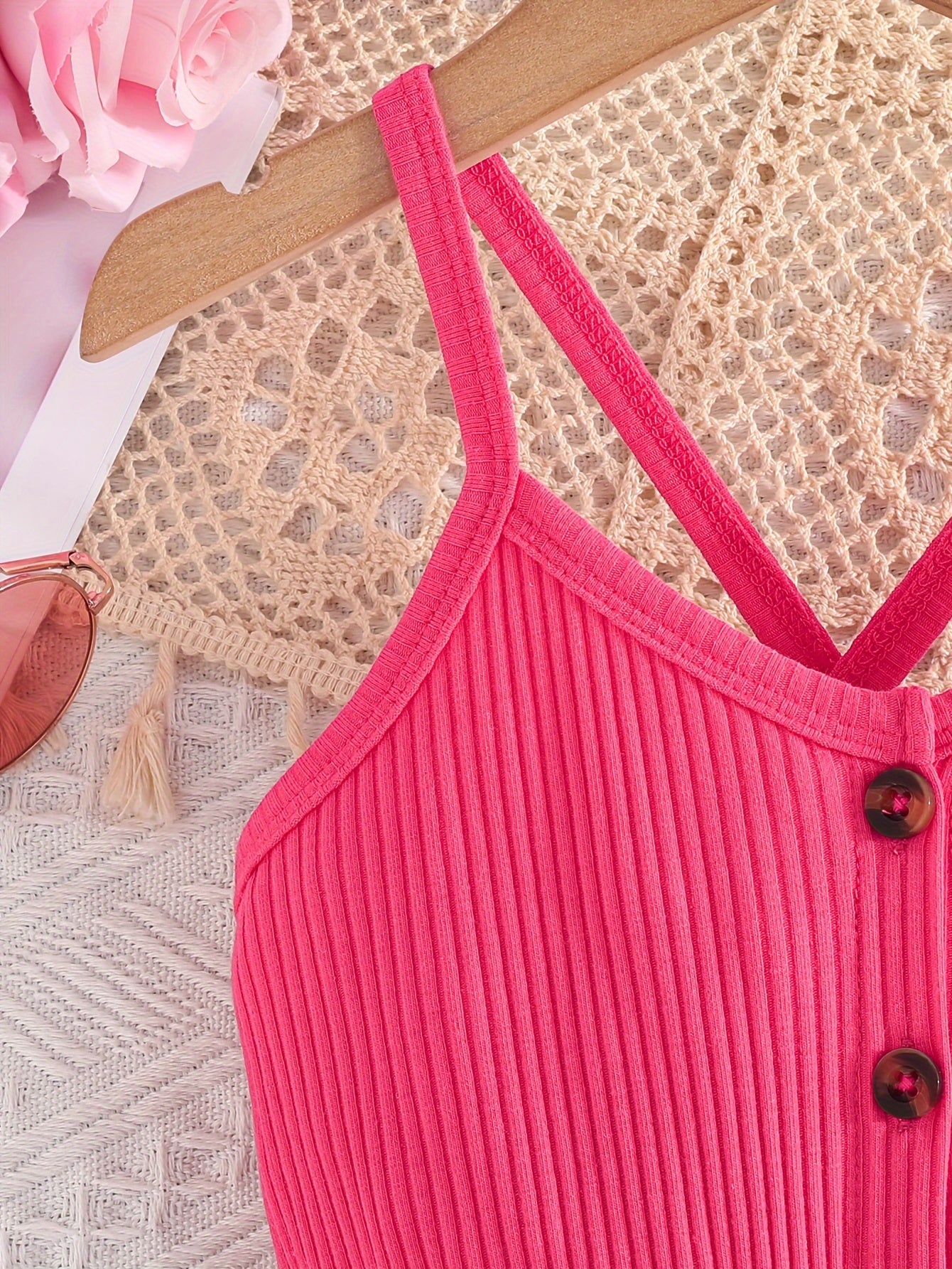 Girls' Summer Casual Floral Print Off-Shoulder Jumpsuit with Adjustable Waist Belt - Lightweight Breathable Shorts for Outdoor Play & Daily Wear, Blue & White Flower Design, Perfect for Weekend Outings, Cute Outfits for Girls