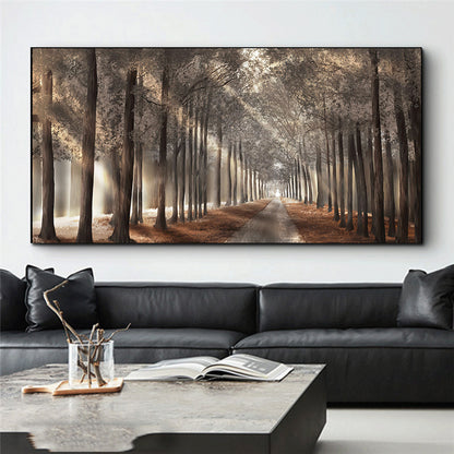 1pc Nature Sunshine Canvas Painting, Trees Poster, Landscape Forest Wall Art Pictures, Scandinavian Prints, For Home Decor, No Frame