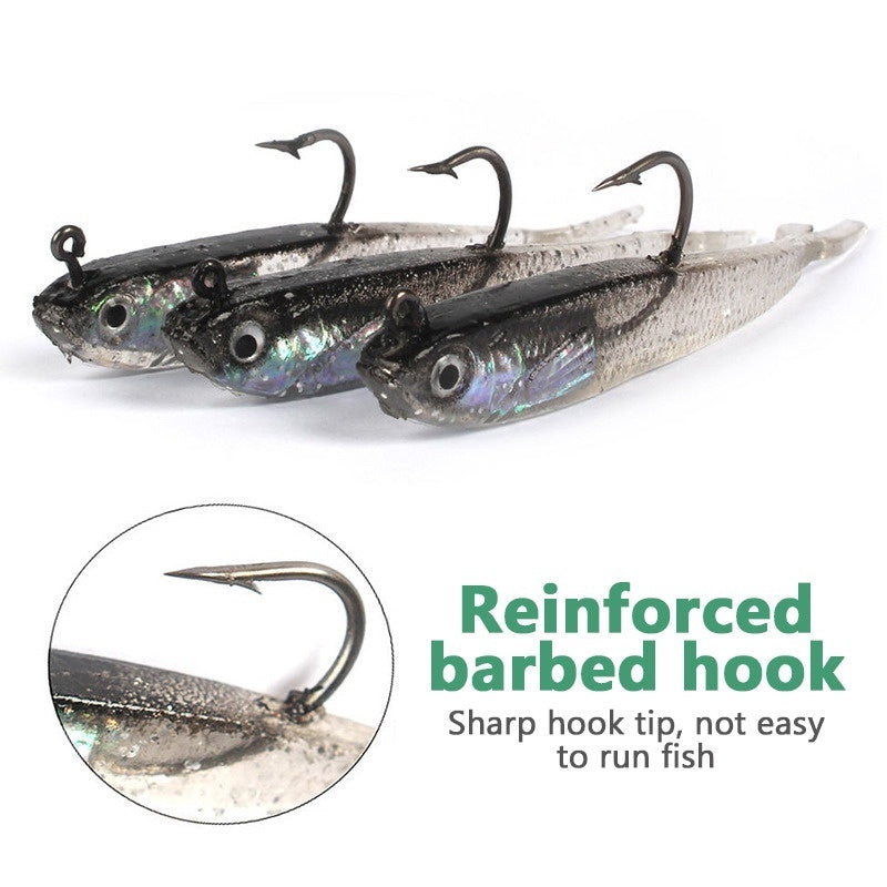 5pcs Premium Silicone Fishing Lures - Soft Artificial Bait with Sharp Hooks for Saltwater and Freshwater Fishing - Lifelike Design for Increased Catch Rates