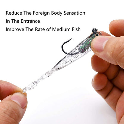 5pcs Premium Silicone Fishing Lures - Soft Artificial Bait with Sharp Hooks for Saltwater and Freshwater Fishing - Lifelike Design for Increased Catch Rates