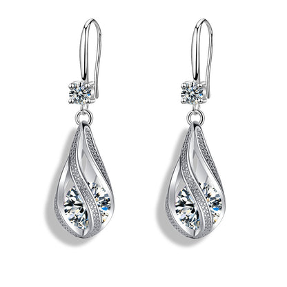 Delicate Teardrop Zirconia Earrings Floral Spiral Earrings Jewelry For Women 1Pair