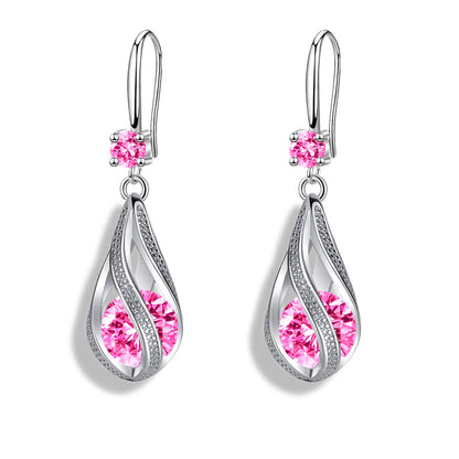 Delicate Teardrop Zirconia Earrings Floral Spiral Earrings Jewelry For Women 1Pair