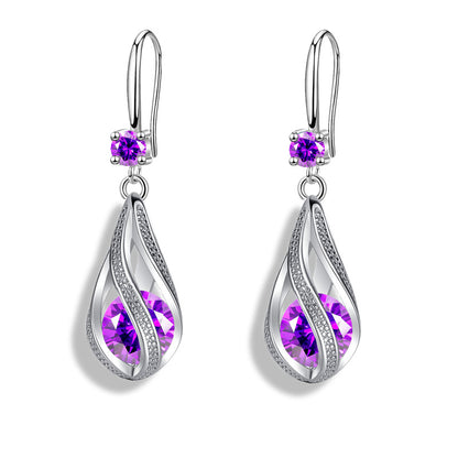 Delicate Teardrop Zirconia Earrings Floral Spiral Earrings Jewelry For Women 1Pair