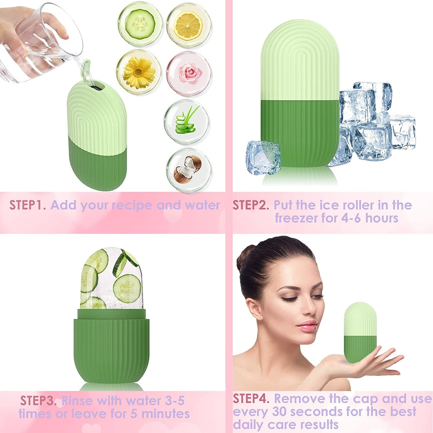 Silicone Ice Face Roller - Massage Skin - Beauty Facial Massage Roller For Eyes, Neck, And Face - Skin Care Tool