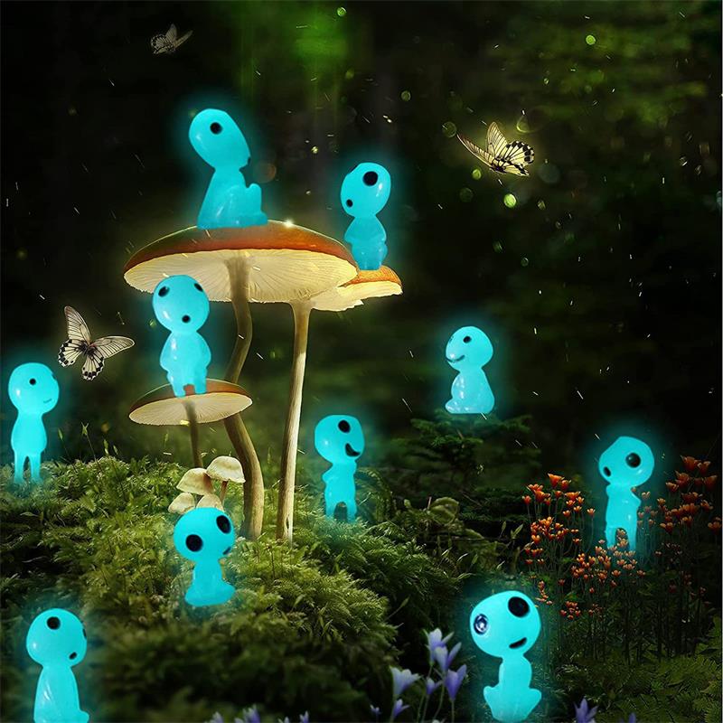 10pcs Blue Luminous Tree Spirits Micro Landscape - Perfect for Outdoor Glowing Miniature Statues, Garden Decor, and Holiday Arrangements!