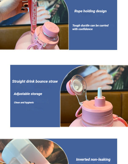 1pc, Water Bottle, Sports Water Bottle With Handle, Plastic Water Bottle, Gradient Color Large Capacity Water Bottle, Frosted Fashion Water Bottle, Outdoor Sports Bottles, 2200ml/77.93oz