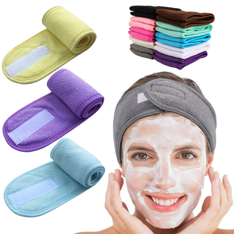 Solid Color Headband Adjustable Wide Hair Band Yoga Spa Bath Shower Makeup Wash Face Cosmetic Headband For Women Make Up Accessories
