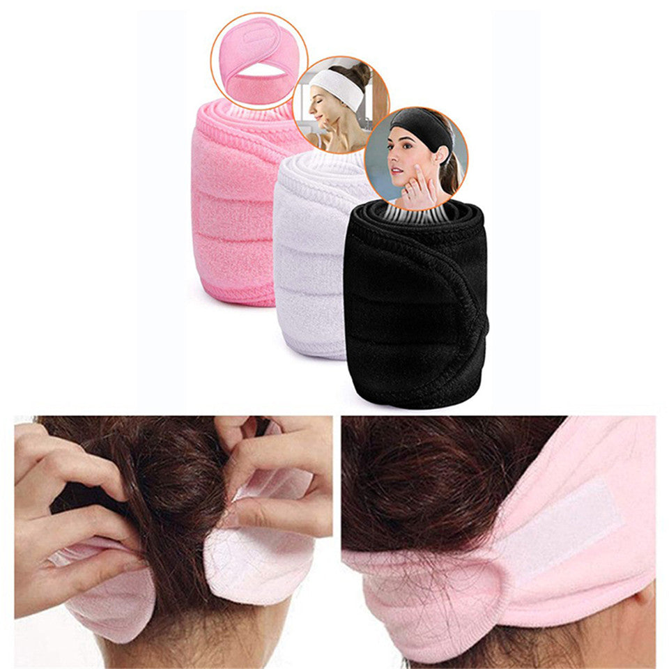 Solid Color Headband Adjustable Wide Hair Band Yoga Spa Bath Shower Makeup Wash Face Cosmetic Headband For Women Make Up Accessories