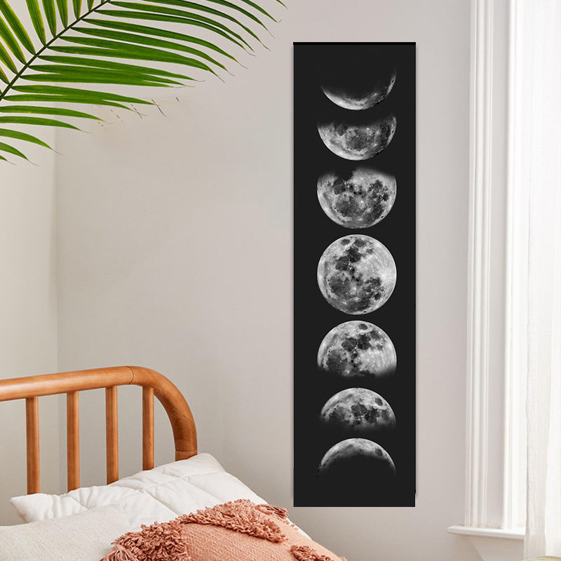1cp Psychedelic Moon Phase Tapestry Black Galaxy Night Sky Wall Hanging Moon Phase Wall Hanging Tapestry For Living Room, Bedroom, Kitchen Home Decor, Room Decor