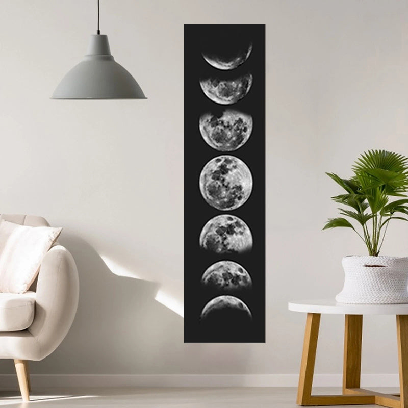 1cp Psychedelic Moon Phase Tapestry Black Galaxy Night Sky Wall Hanging Moon Phase Wall Hanging Tapestry For Living Room, Bedroom, Kitchen Home Decor, Room Decor