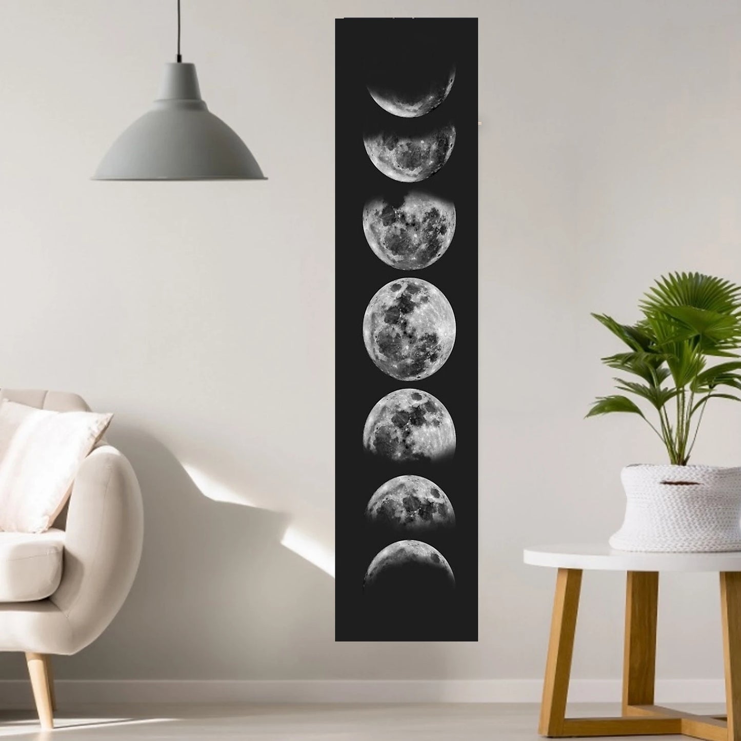 1cp Psychedelic Moon Phase Tapestry Black Galaxy Night Sky Wall Hanging Moon Phase Wall Hanging Tapestry For Living Room, Bedroom, Kitchen Home Decor, Room Decor