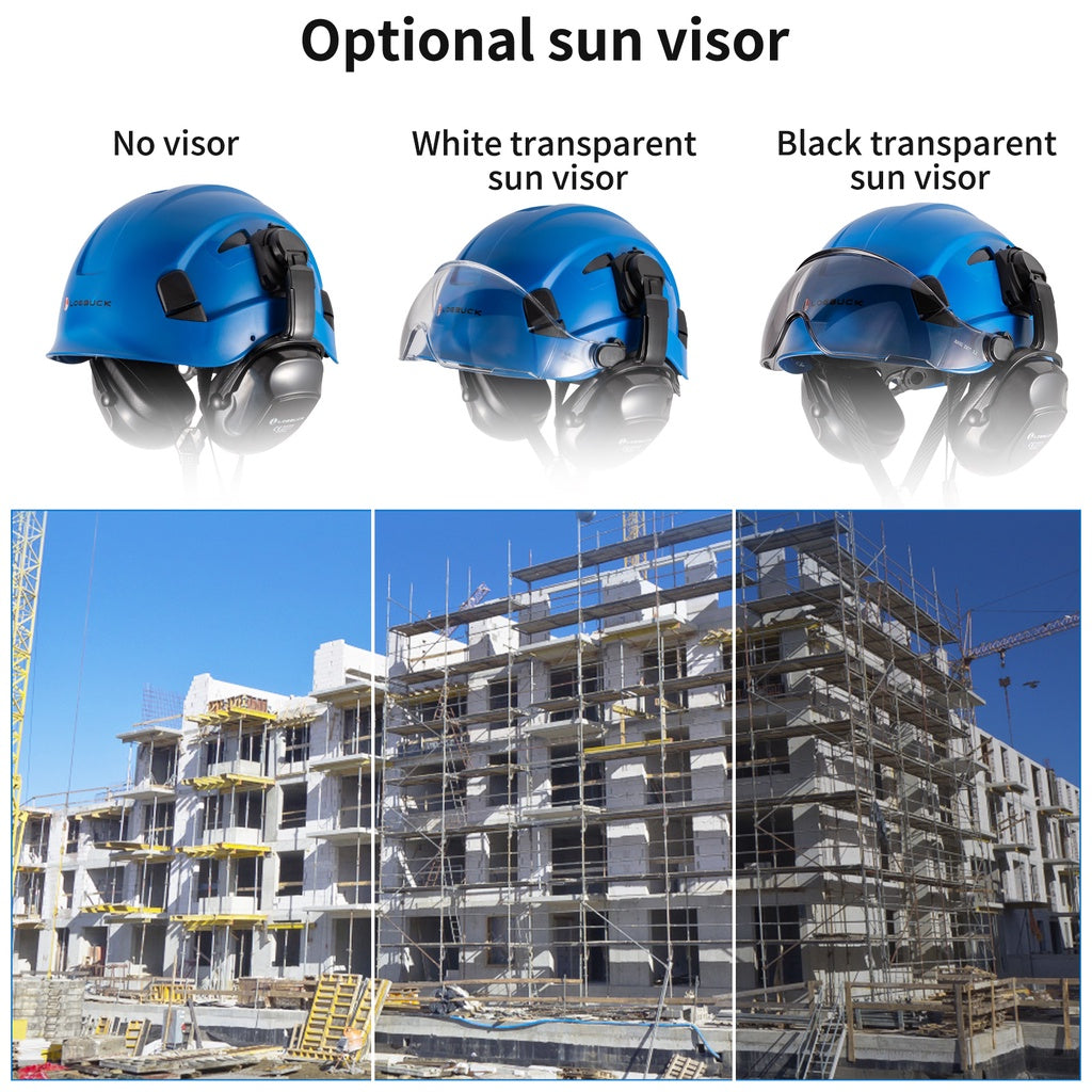 1 protetor auricular de 30 decibéis com redução de ruído, capacete de segurança para construção estilo americano