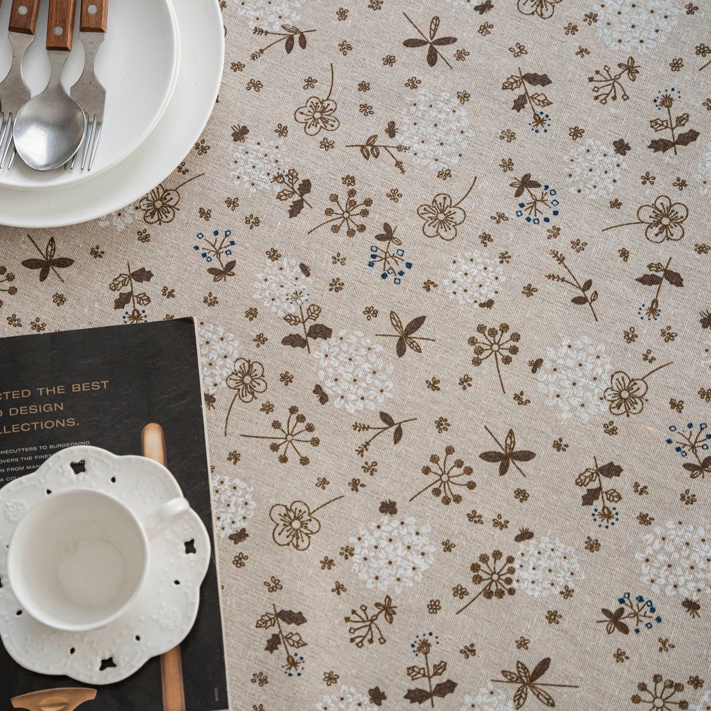 1pc Dandelion Beige Tassel Tablecloth, Bohemian Chic Farmhouse Style Retro Tablecloth, Suitable For Kitchen Dining, Buffet Table, Holiday Dinner, Party, Banquet, Restaurant, Wedding, Home Decor