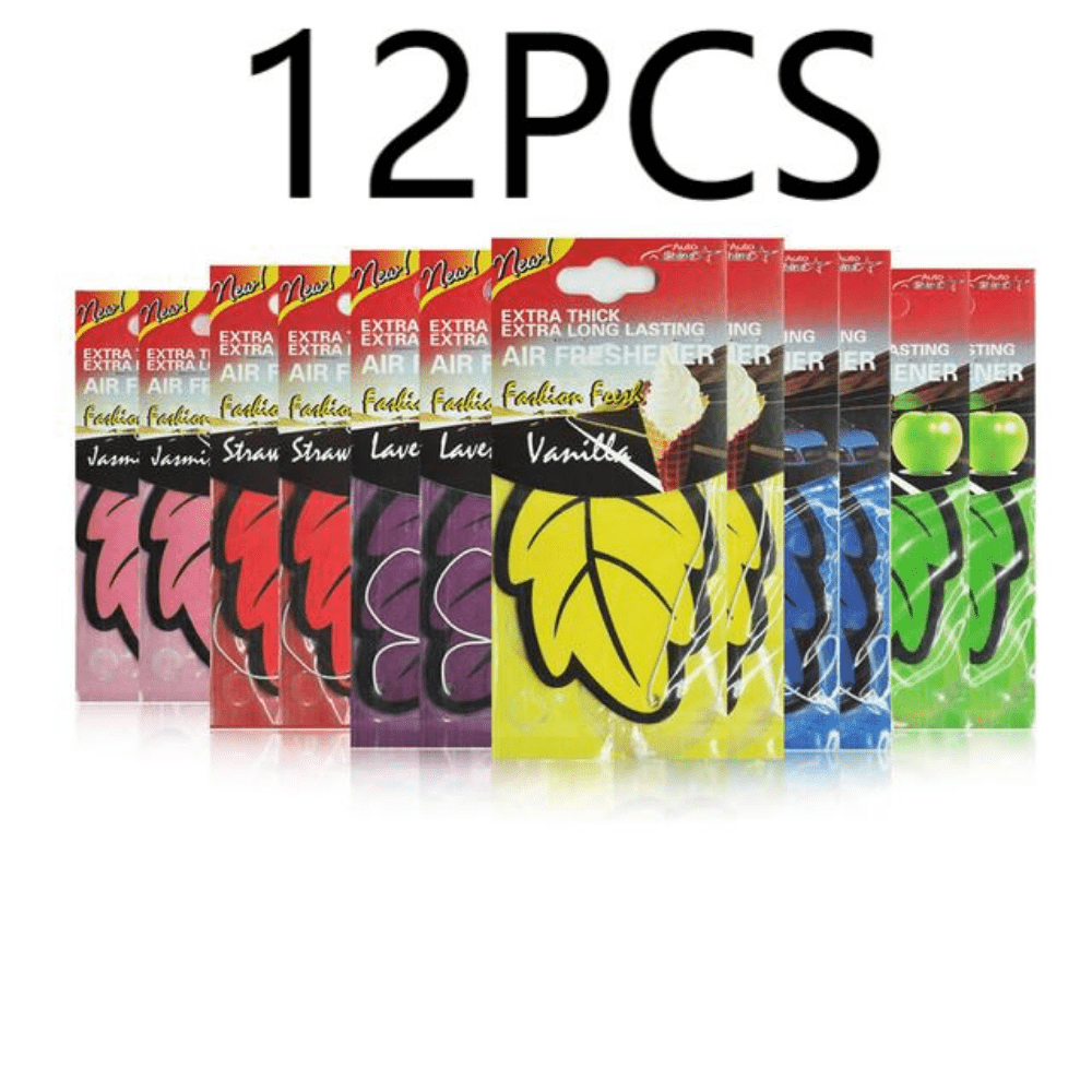 3-60pcs Car Air Freshener Natural Scented Tea Paper Auto Hanging Vanilla Perfume Fragrance Leaf Shape Car Interior Accessories Christmas Gift