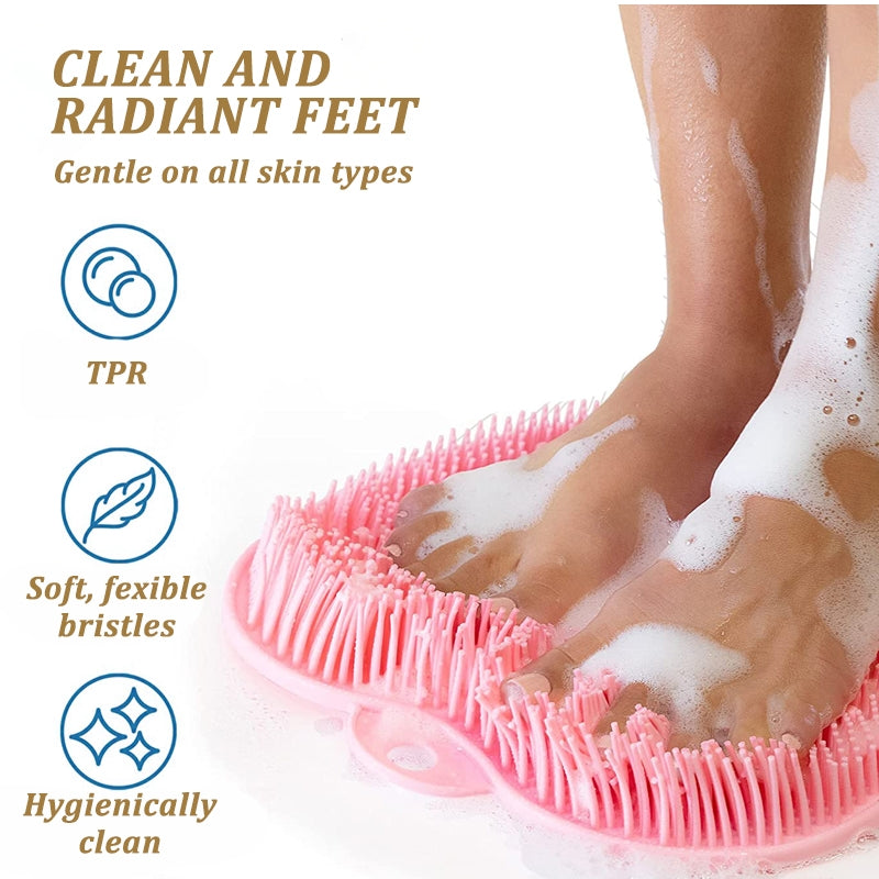 Back Wash Brush With Suckers Bathroom Body Massage Pad Back Massage Mat Scrubber Back Bath Brush Anti-Slip Clean Dead Skin