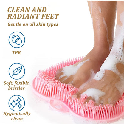 Back Wash Brush With Suckers Bathroom Body Massage Pad Back Massage Mat Scrubber Back Bath Brush Anti-Slip Clean Dead Skin