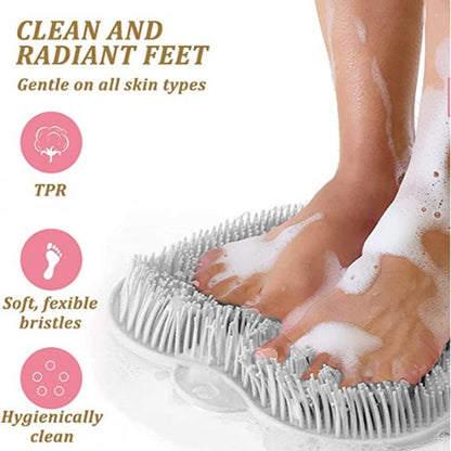 Back Wash Brush With Suckers Bathroom Body Massage Pad Back Massage Mat Scrubber Back Bath Brush Anti-Slip Clean Dead Skin