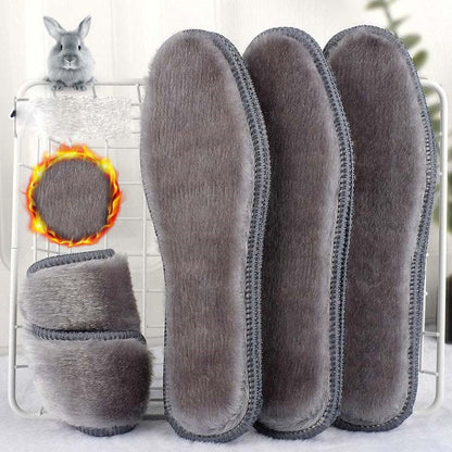 1 Pair of Plush Thermal Felt Insoles for Men & Women - Ultra-Warm, Breathable Winter Shoe Inserts with Faux Rabbit Fur, Sizes 35-45/3.5-9.5, Perfect for Snow Boots, Winter Boots
