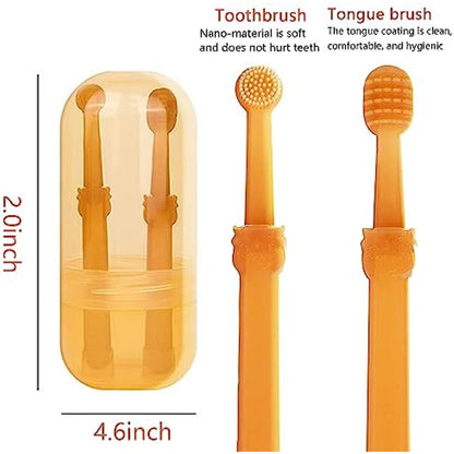 2Pcs Small Dog & Cat Toothbrush Kit With Storage Box, Soft Silicone Cat Dog Tooth Brushing Kit, Tongue Cleaner For Pet Tooth Brushing