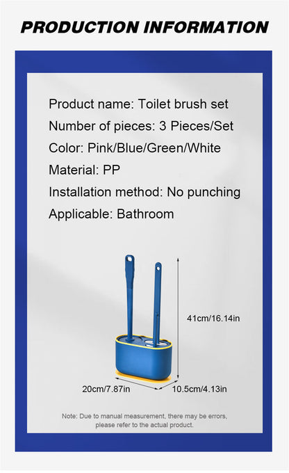 360° Silicone TPR Toilet Brush And Holder Set, Bathroom Cleaning Brush Kit with Wall Mount And Floor Standing Options, Interior Decoration-Compatible, Universal Brush Head Design RV Toilet Spare Parts