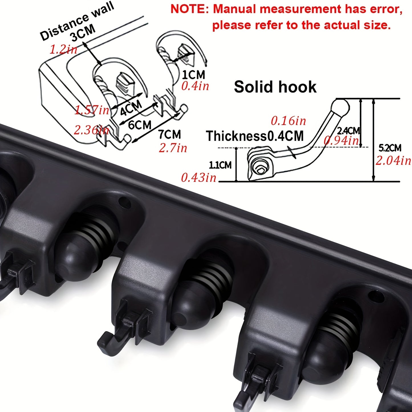 1pc Broom Holder, Wall Mounted Garden Tool Organizer, Home Laundry Room, Closet, Shed, Garage Organization And Storage Utility Rack, 5 Slots & 6 Hooks