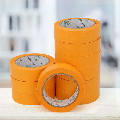 20pcs Orange Painter's Tape, 30mm x 50m - Removable Adhesive for Walls, Automotive, and Home Decoration, No Solvents Needed, Strong Bonding for Concrete Surfaces, Wall Adhesive | Consistent Width | Strong Adhesive