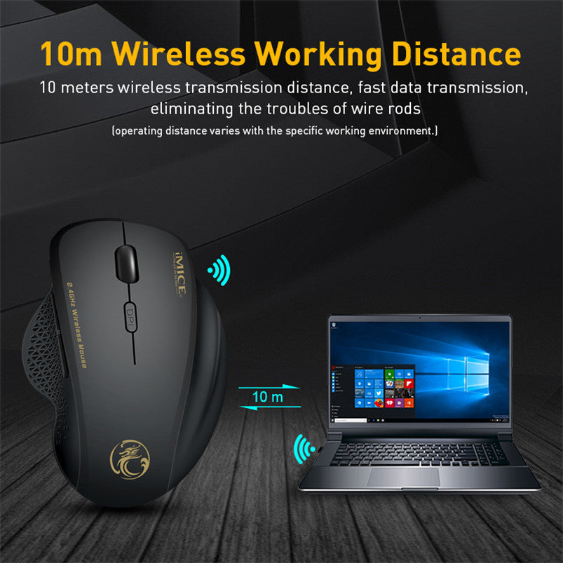 Wireless Mouse Ergonomic Computer Mouse PC Optical Mause with USB Receiver 6 buttons 2.4Ghz Wireless Mice 1600 DPI for Laptop, Office Mouse, Home Office Setup, Ergonomic Design, Compact Mouse, Responsive Buttons, Smooth Surfa