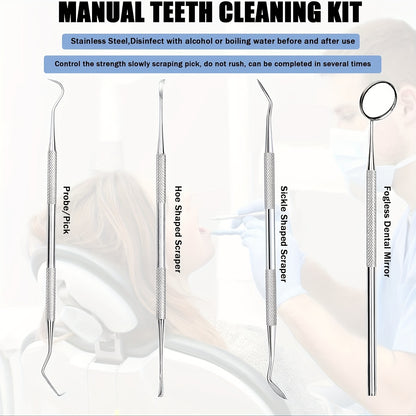 Tooth Polisher, Plaque Remover For Teeth Whitening Dental Tools Electric Tartar Polishing Teeth Cleaning Kit With LED Light 5 Speed Modes With 5 Replacement Brush Heads