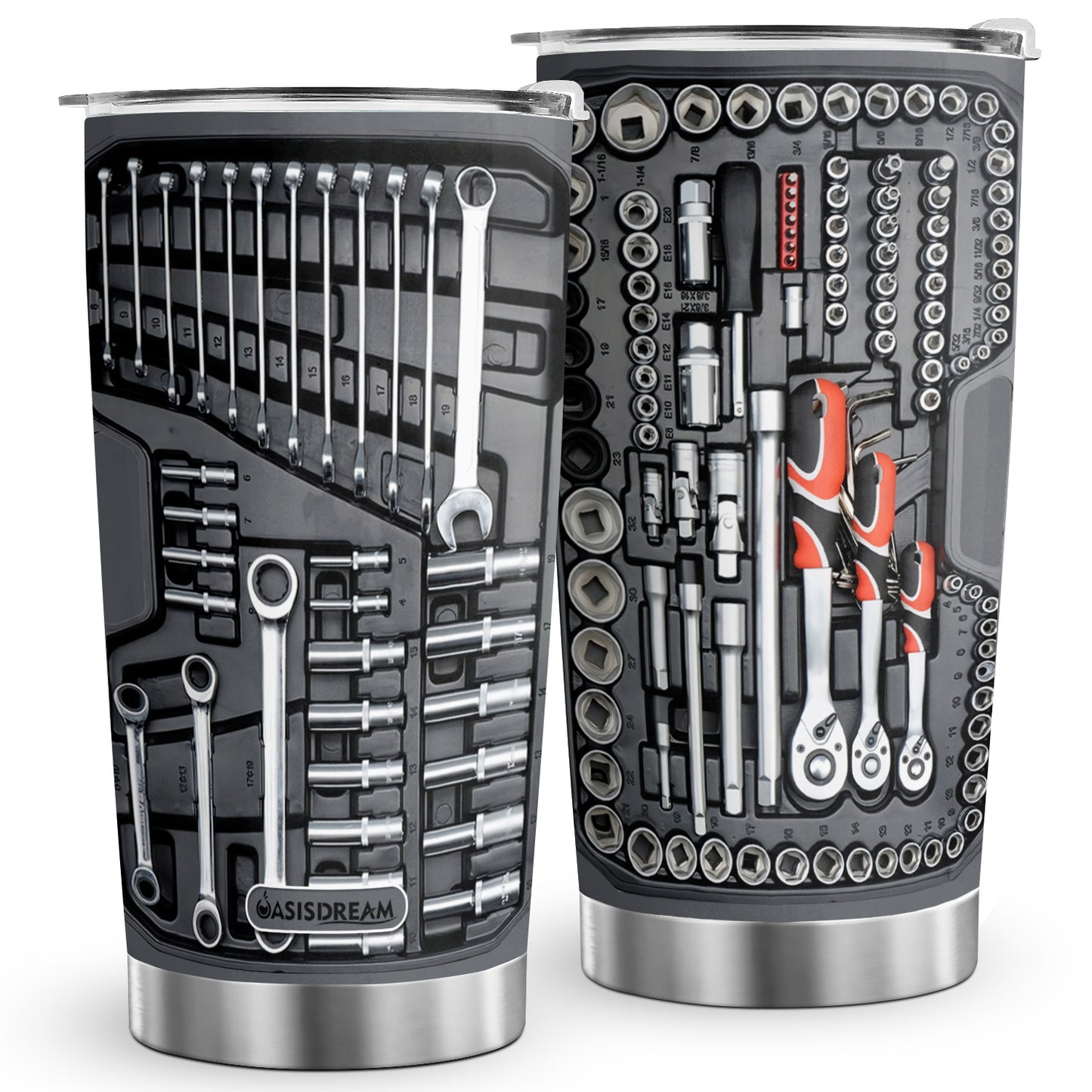 1pc 20oz Vacuum-insulated Coffee Mug, Mechanic Tool Graphic Printed Tumbler With Lid, Stainless Steel Travel Mugs With Lid, Double Wall Cups For Cold & Hot Drinks