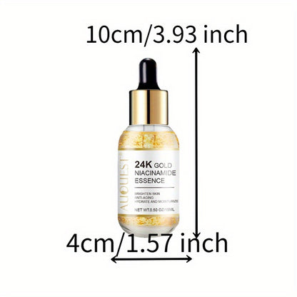 15ml 24K Golden Niacinamide Essence Facial Serum Improve Skin Tone Vitamin C Hyaluronic Acid Collagen 24K Golden Face Serum