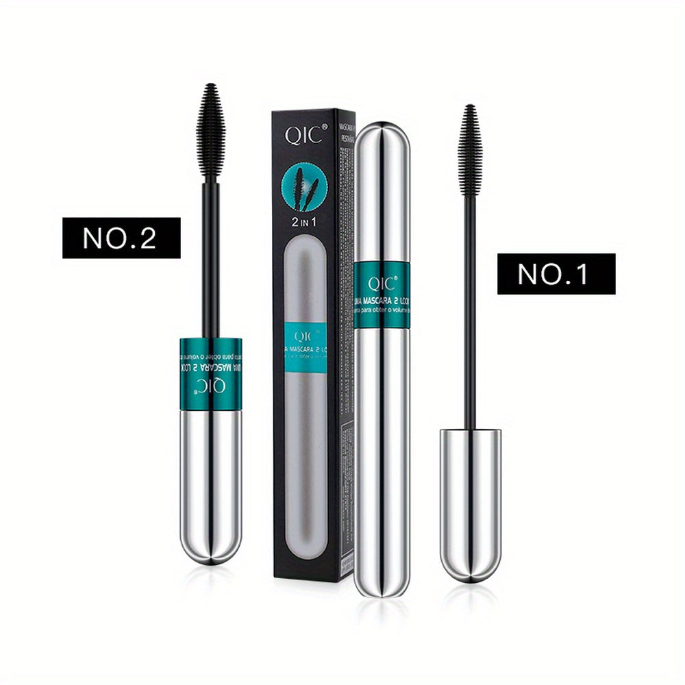 2-in-1 Black Lipstick & Mascara - Waterproof, Long-Lasting, Ethically Made Formula for All Skin Types