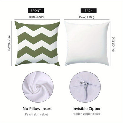 Conjunto de 6 fronhas com estampado geométrico de folhas verdes, impressão num dos lados, com 44,96 x 44,96 cm. Ideais para decoração de sala de estar, sofá e quarto. Não inclui enchimento.