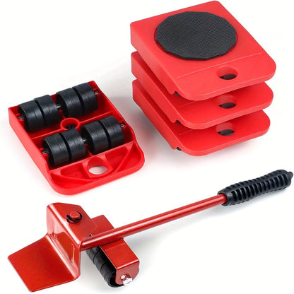 5pcs Heavy-Duty Furniture Moving System, Uncharged, No Battery Required, with Lifter Tool Set for Hardware Moving Tools
