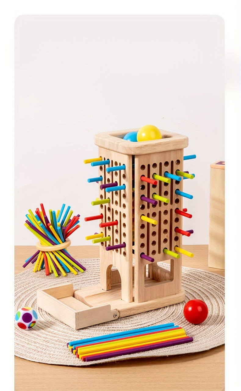 Wooden 3-in-1 Pulling Stick, Enhances Children's Fine Motor Skills and Patience Training, Cognitive Development Educational Interactive Board Game Toy, Patience Building Game, Playful Design, Durable Construction