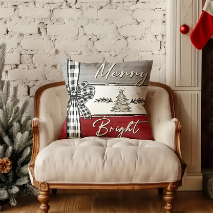 Conjunto de 4 capas de almofada de Natal, 44,96 cm x 44,96 cm, poliéster super macio, reversíveis com estampas de Pai Natal e renas, com fecho de correr - ideais para sofá, sala de estar e decoração de quarto (enchimento não incluído).