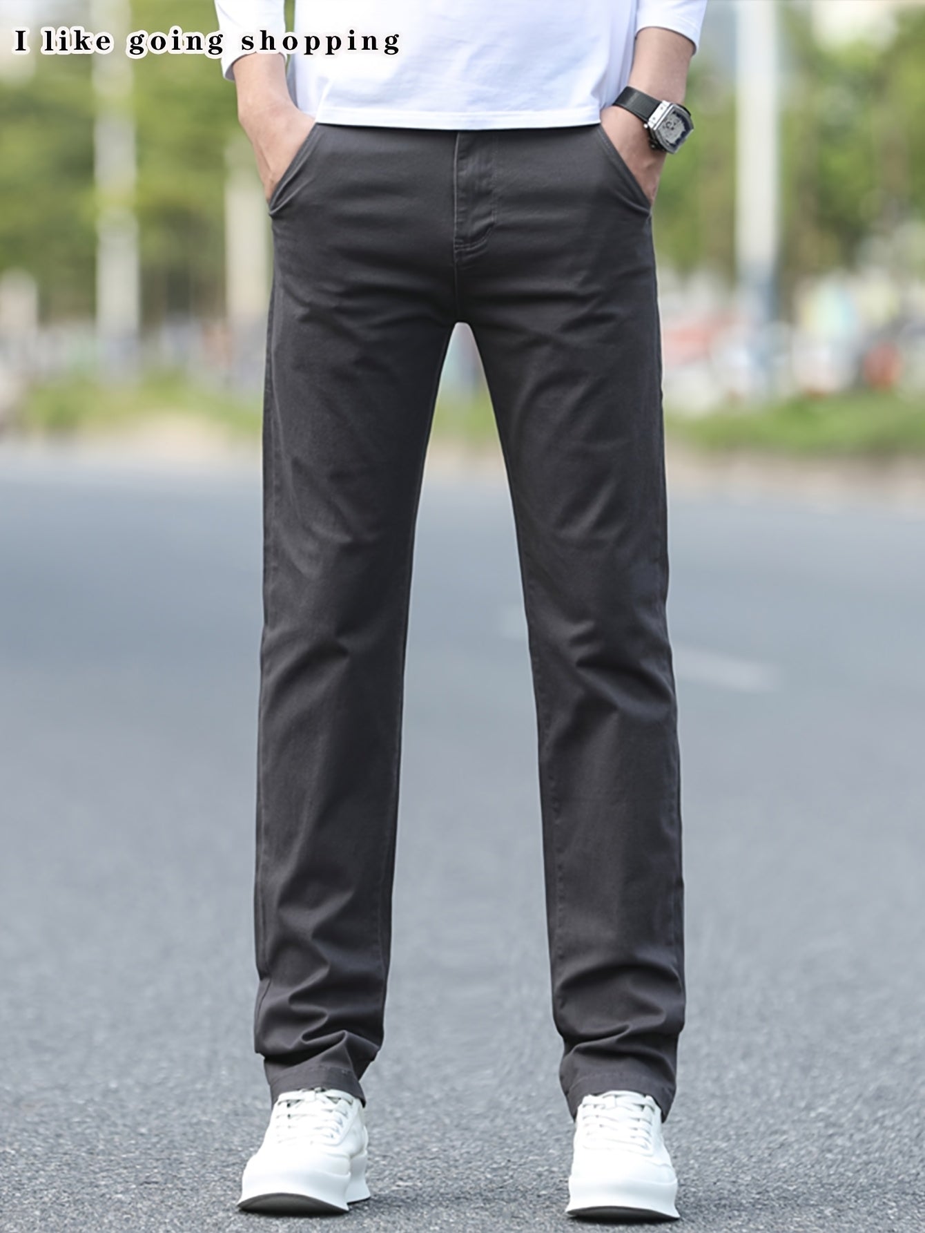 2pcs Men'S Stretch Chino Pants - Straight-Leg Business Casual Trousers with Elastic Waistband, All-Season Formal & Everyday Pants for Office, Meetings, And Casual Attire, Office Wear, Modern Trousers, Comfortable Fit, Versati