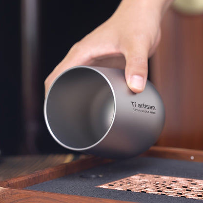 Caneca Tiartisan em titânio para exterior, 255ml/400ml, com parede dupla, ideal para chá e café, perfeita para campismo e piqueniques. Leve e portátil.