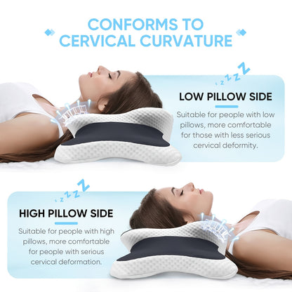 Neck Pillow for Sleep, Cooling Side Sleeping Pillow for Neck Support, Comfortable Soft Contour Pillow, Back Abdomen Sleeping Bed Pillow