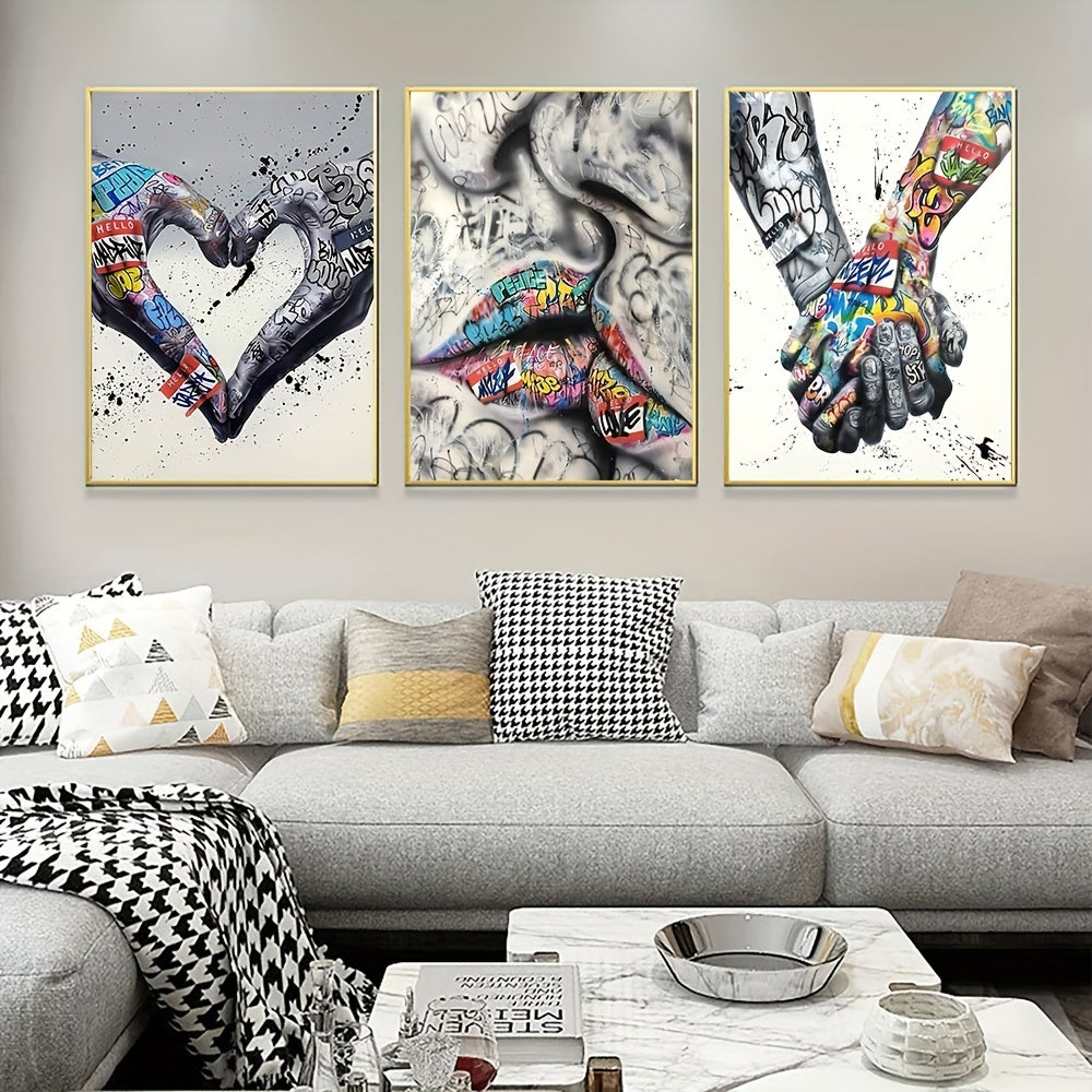 Triple Panel Abstract Art Print L2023-107, Contemporary Style, Frameless Wall Art Decor Set