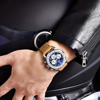 Relógio BENYAR para homem, marca de alta qualidade, desportivo, multifunções, cronógrafo, quartzo, preto, elegante, com calendário e bracelete em pele.