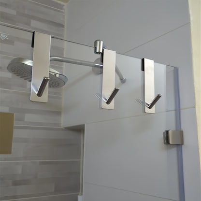 1pc Stainless Steel Over Glass Door Shower Door Back Shower Towel Rack, S-Shape Bathroom Bathrobe Hanger, Holder Hooks
