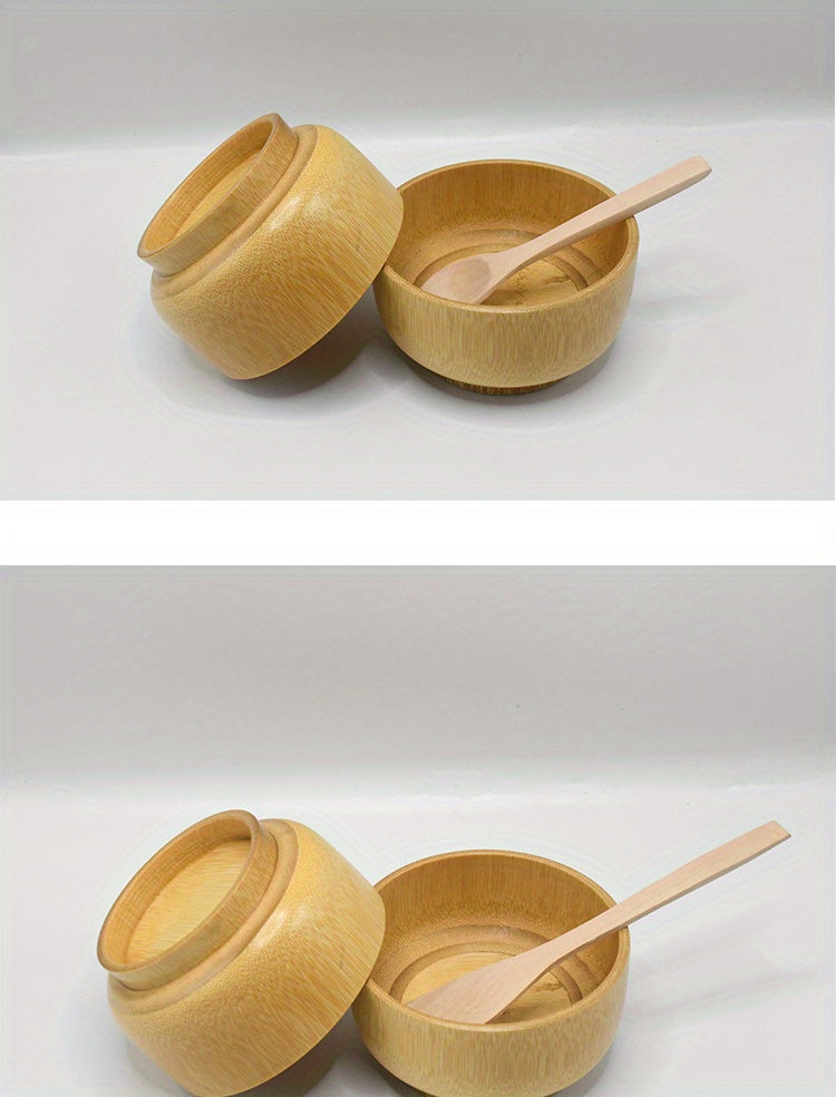4pcs Bamboo DIY Face Mask Mixing Kit - Includes Bowl, Spatula, Brush & Beauty Scoop - Alcohol-Free, No Batteries Required