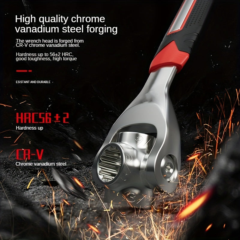 Jogo de chaves de caixa 52 em 1 com cabo antiderrapante e design giratório - Durável e fácil de utilizar para diversas tarefas.