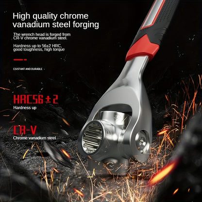 Jogo de chaves de caixa 52 em 1 com cabo antiderrapante e design giratório - Durável e fácil de utilizar para diversas tarefas.